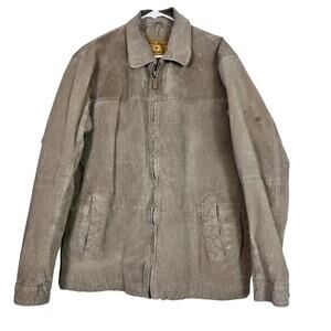 Boston Harbour Outdoor Jacket Men's Large Wear Brown Leather Full Zip